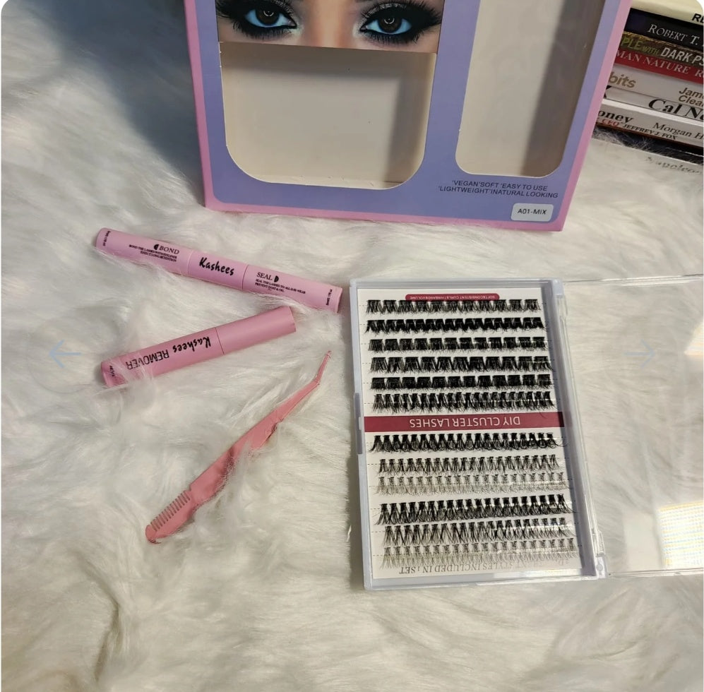 Kashee's 4 In 1 Eyelash Extension Set With Glue & Applicator Light & Thick Lashes Mix