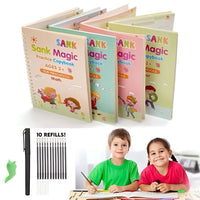 Magic Practice Books for Kids 4 Books Set + 1 Magic Pen + 10 Ink Refills + 1 Gripper
