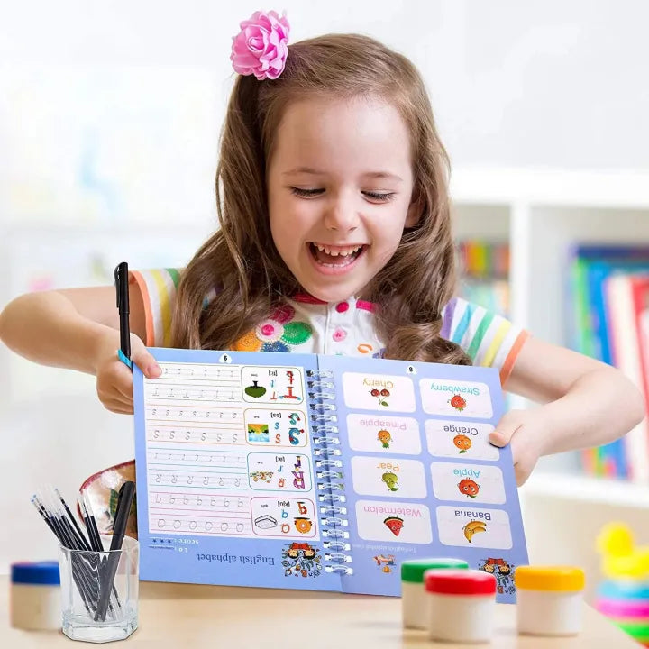 Magic Practice Books for Kids 4 Books Set + 1 Magic Pen + 10 Ink Refills + 1 Gripper